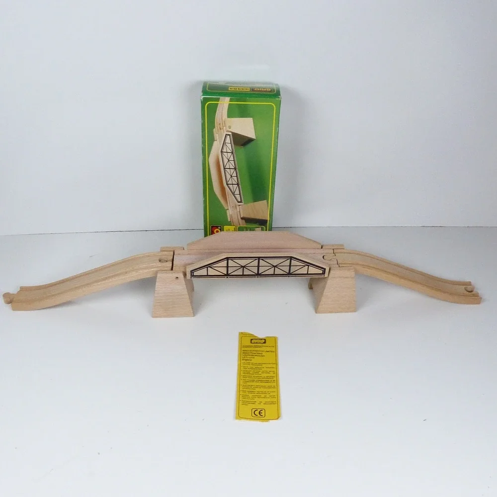 Vintage BRIO Lifting Bridge Wood Drawbridge Suspension 33364 Sweden Original Box